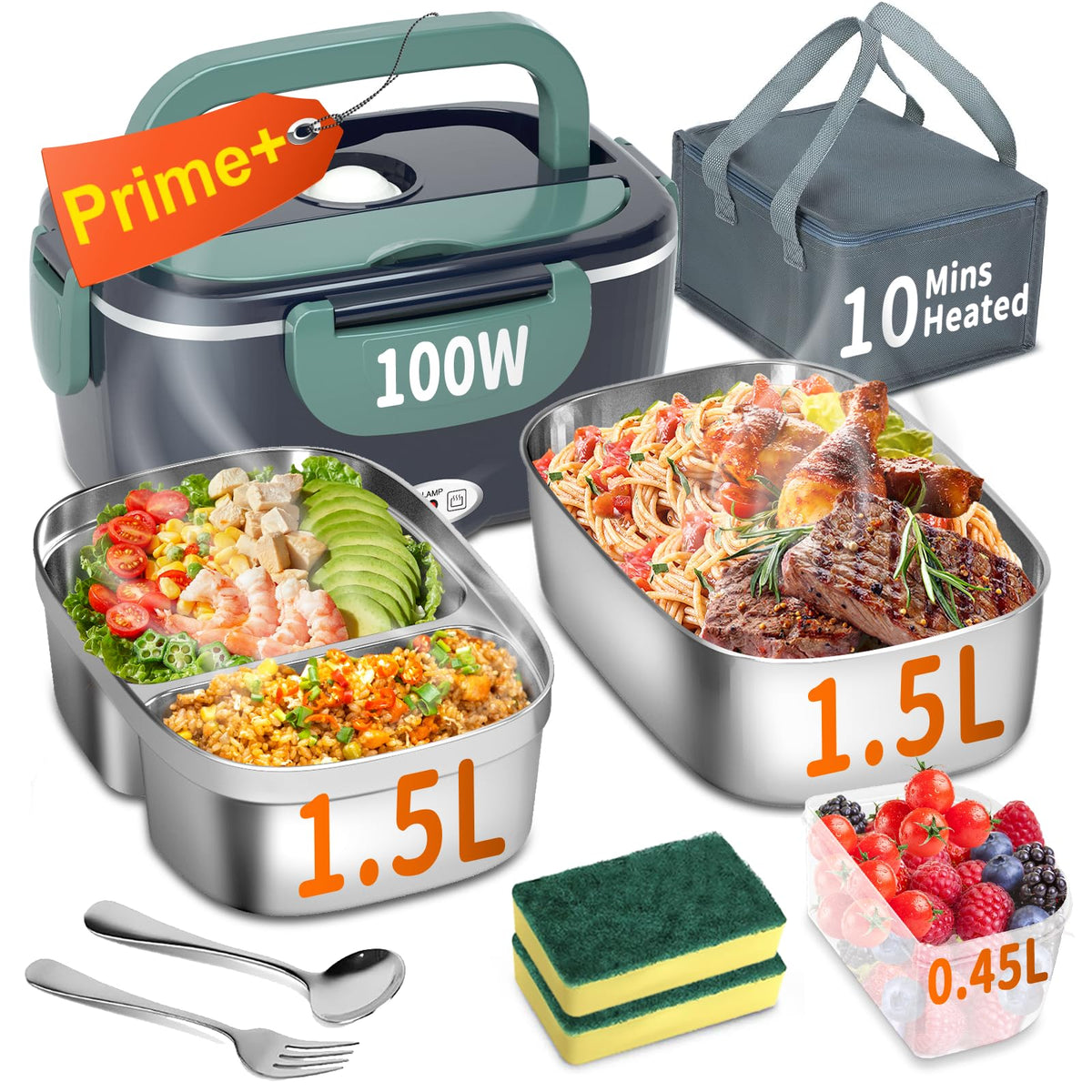 IFENROL lunch box con dos contenedores de 1,5 L para oficina y viaje