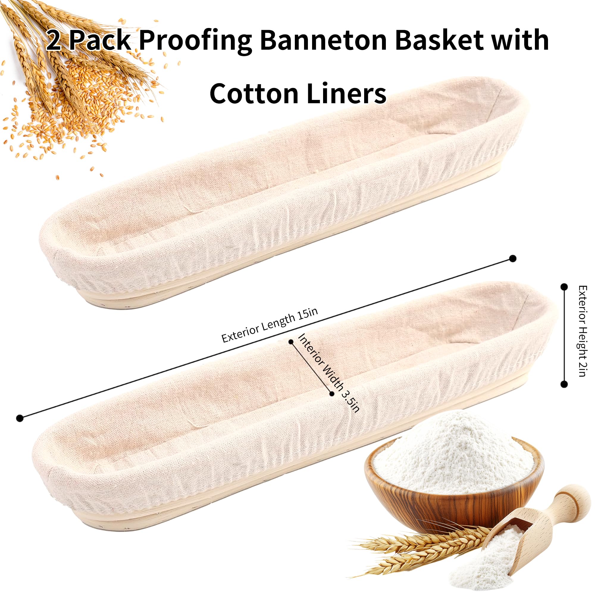 Ifory Banneton, conjunto de dos cestas para fermentación de pan artesanal