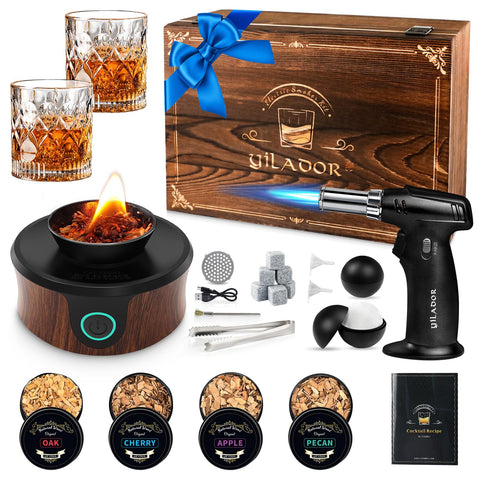 Kit Ifumado de humo para whisky en caja de madera premium, regalo perfecto