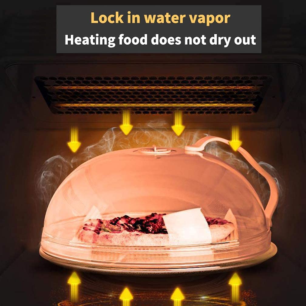 Igikzz tapa microondas con ventilaciones de vapor ajustables para calentamiento controlado.