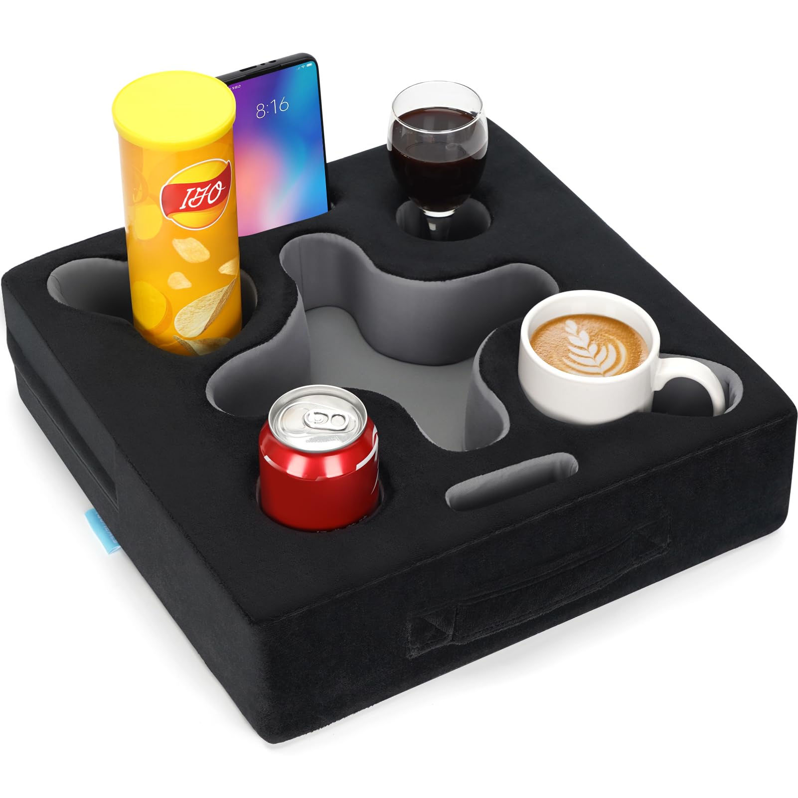 IGOHEALS reposacupos para sofá con soporte estable para bebidas y control remoto