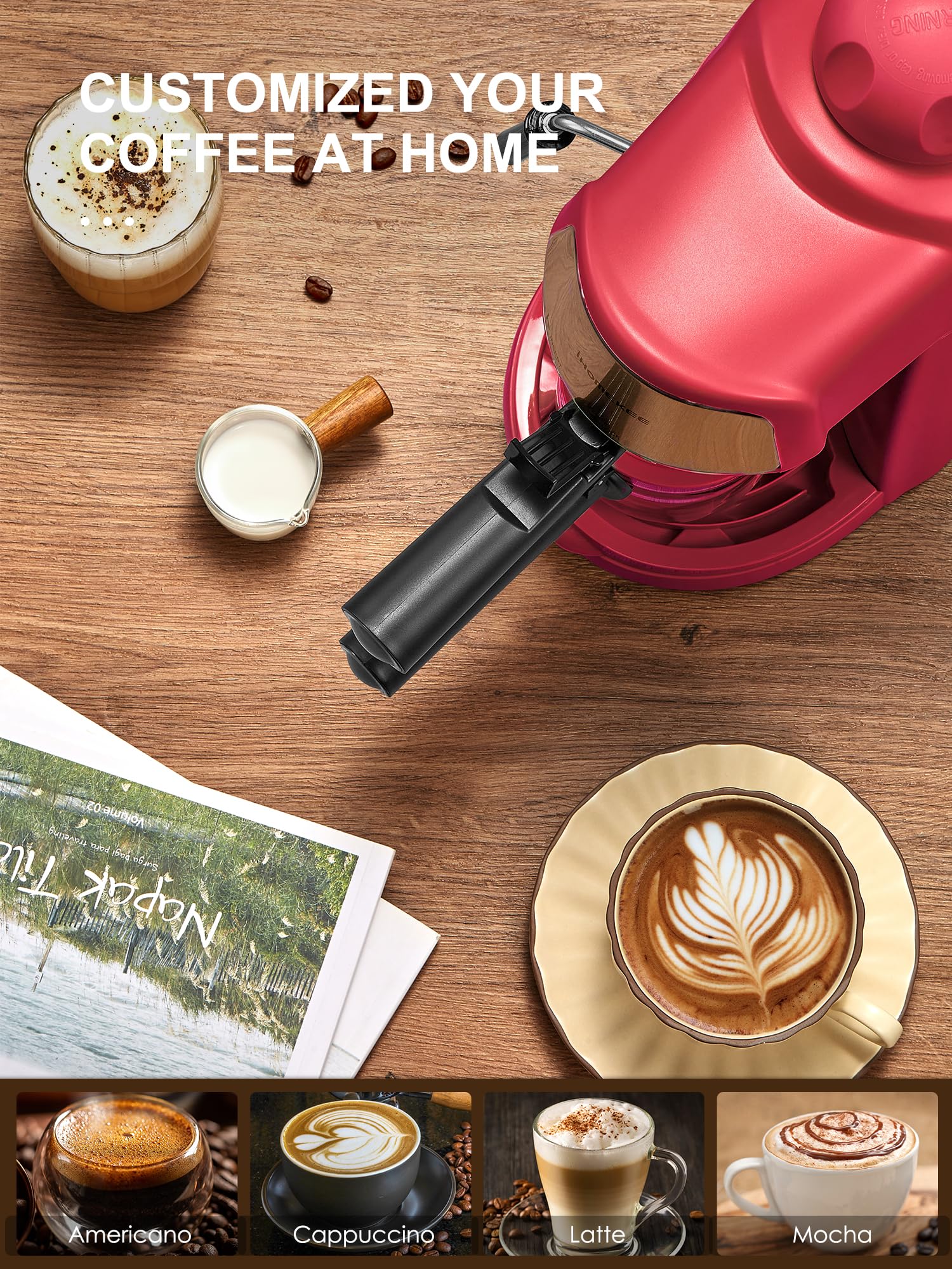 Ihomekee CM6810 proceso de preparación 1-4 tazas, versatilidad para porciones.