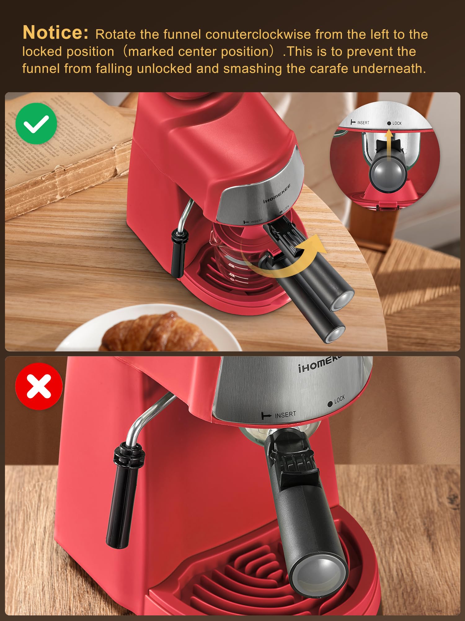 Ihomekee CM6810 varita de vapor, espuma de leche perfecta.