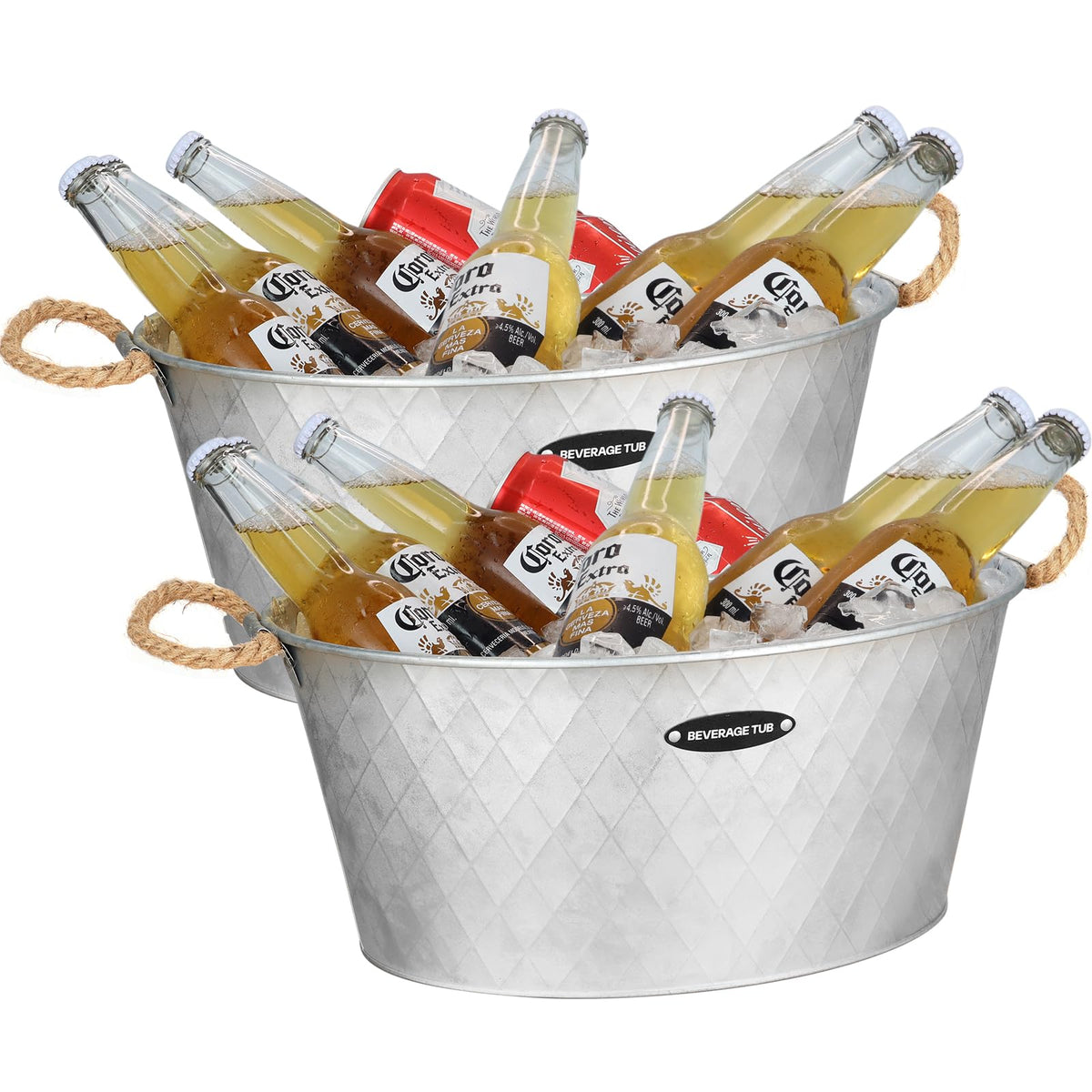 iHoo baldes galvanizados para bebidas, dos unidades para fiestas al aire libre