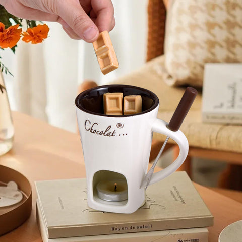 Iiglitch Taza cerámica para derretir chocolate, facilita derretir chocolate con uniformidad.