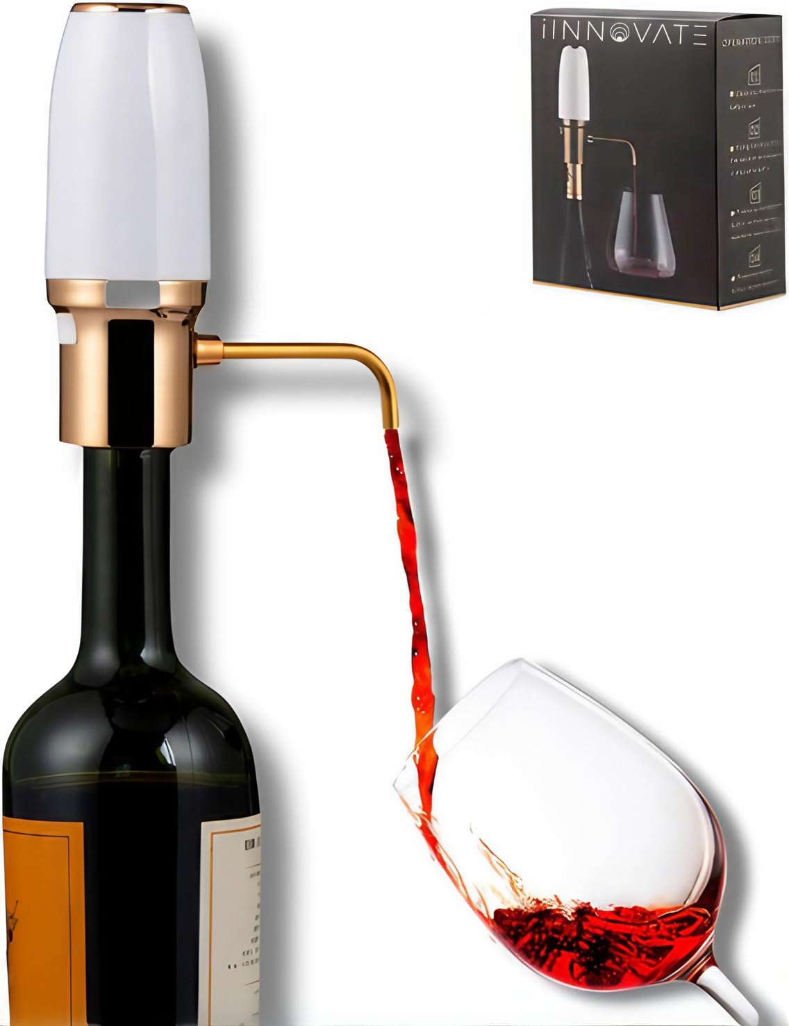 iInnovate aerador de vino eléctrico con diseño moderno para realzar sabores