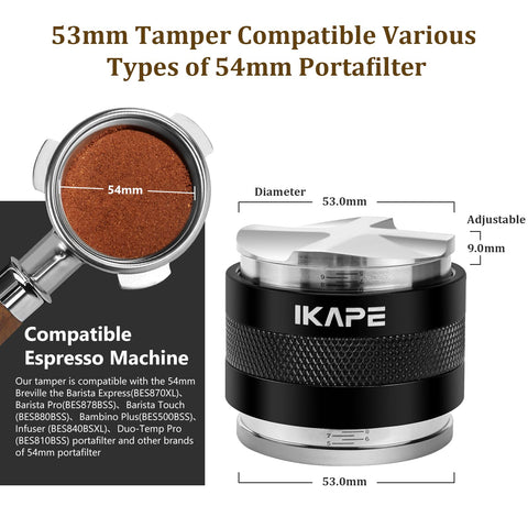 IKAPE distribuidor espresso, diseño cuatro hojas para nivelación precisa.