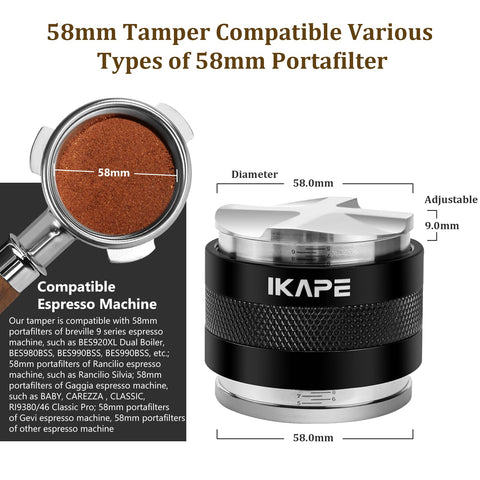 IKAPE distribuidor espresso doble cabezal, nivelar y prensar con precisión.