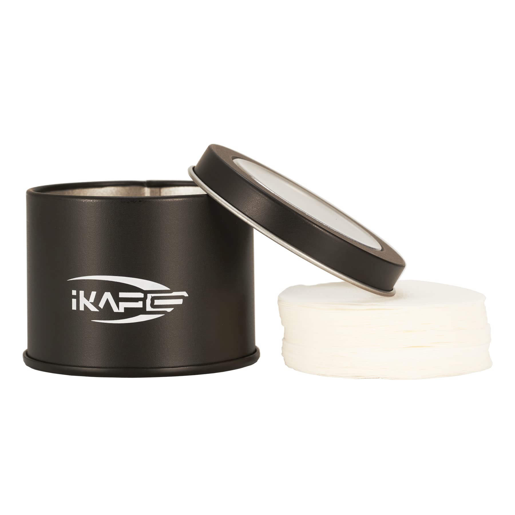 IKAPE filtros de espresso 53mm con estuche metálico para almacenamiento cómodo.