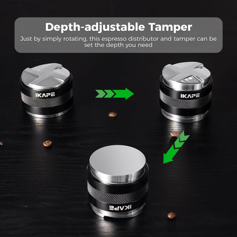 IKAPE nivelador-tamper dos-en-uno para superficie de portafiltro uniforme.