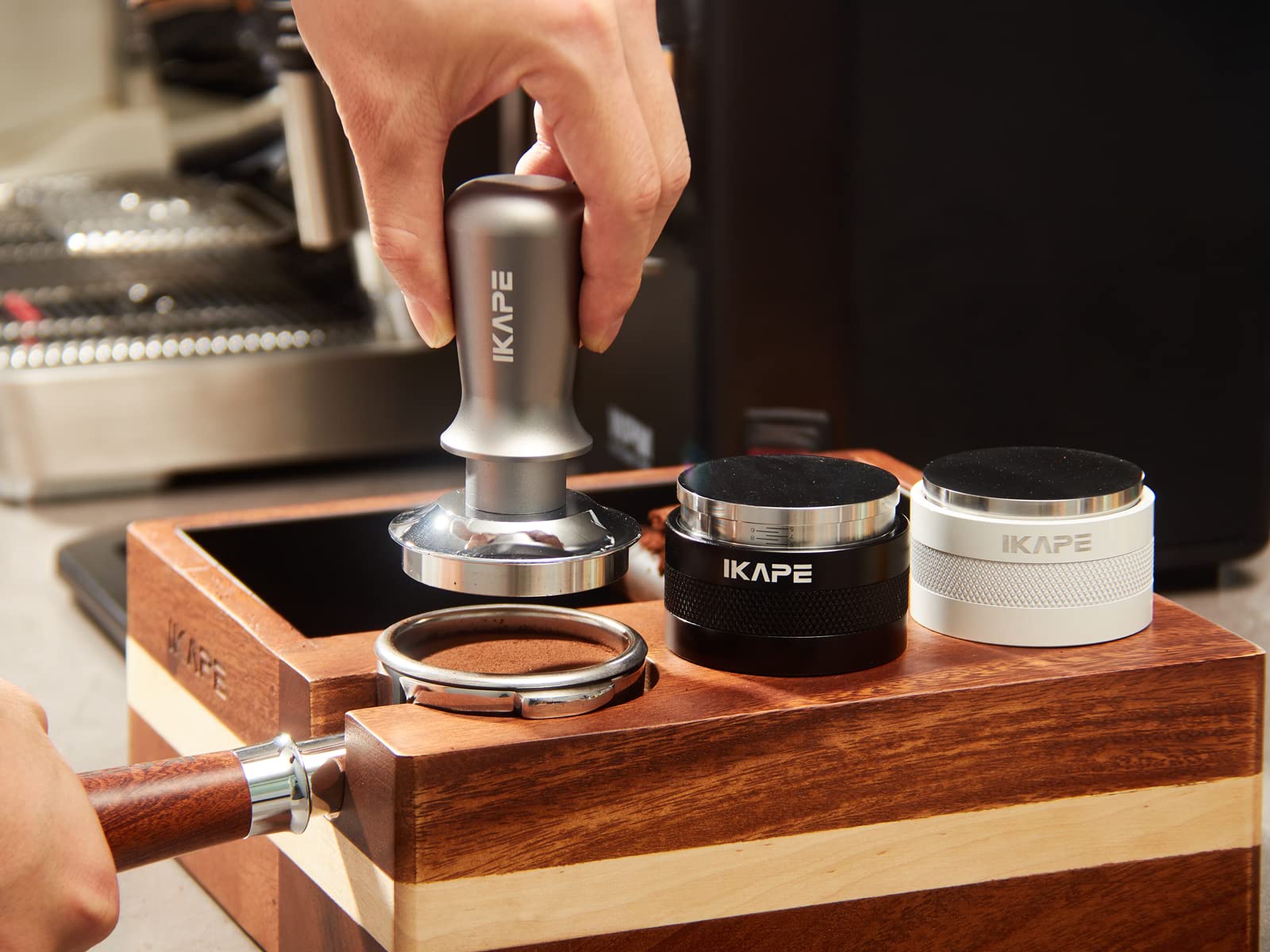 IKAPE prensador espresso 53mm acabado liso para superficie uniforme