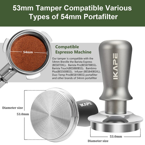 IKAPE prensador espresso 53mm calibrado con muelle para presión estable