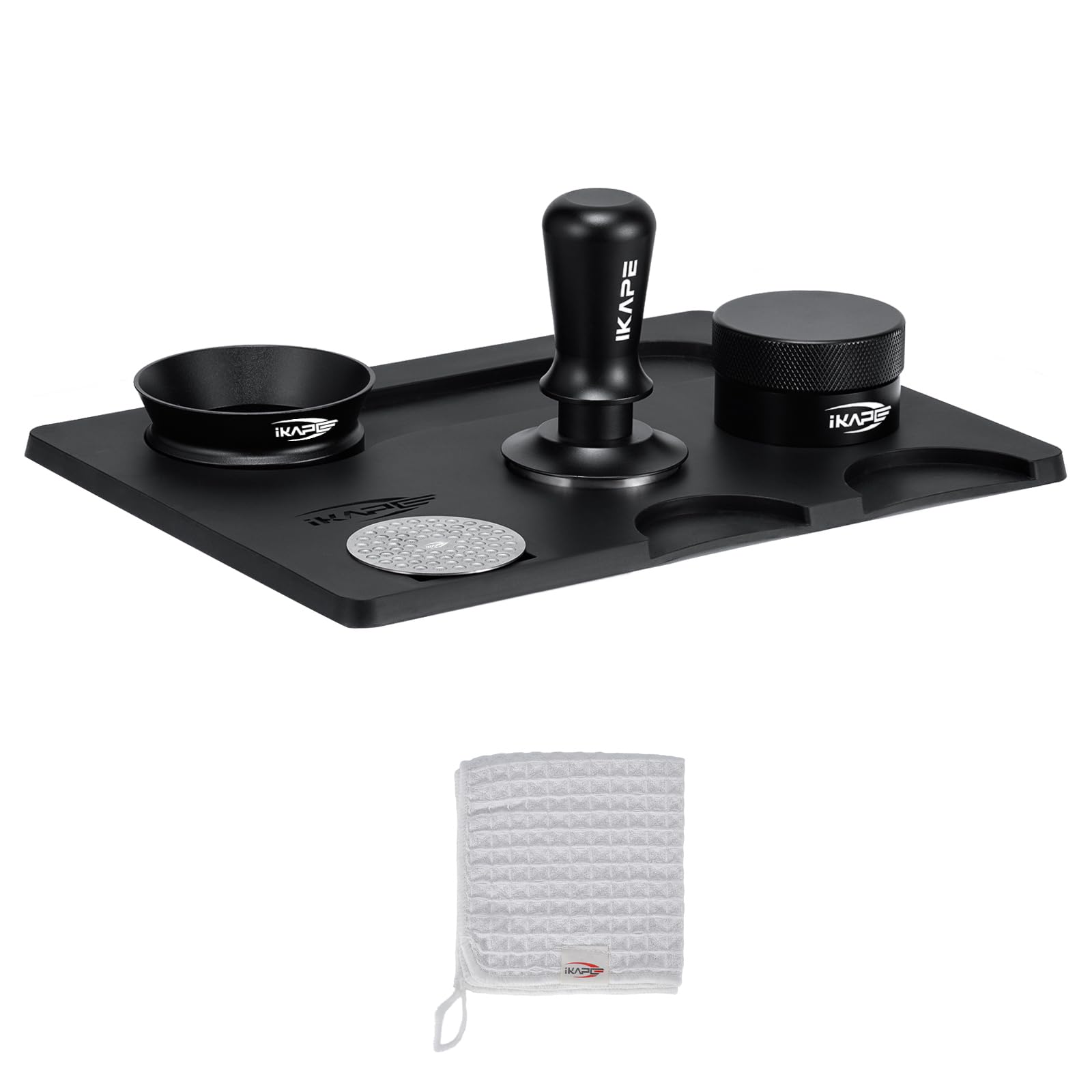 IKAPE tampers para espresso kit negro 6 en 1 para consistencia y crema equilibrada.