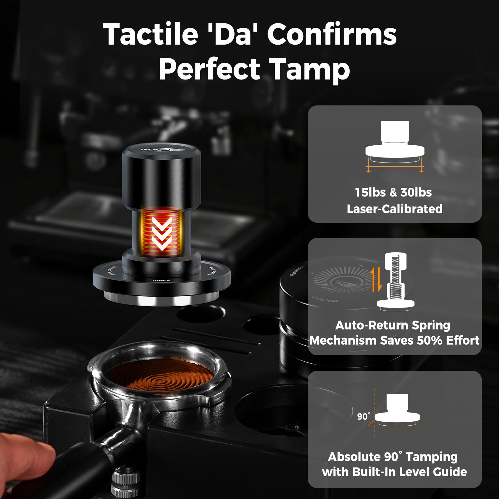 IKAPE tamper resortes intercambiables 15/30 lb para adaptar la presión.