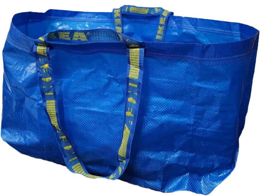 IKEA FRAKTA bolsa grande azul para ordenar y transportar con facilidad.