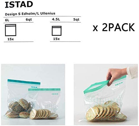 IKEA ISTAD bolsas 15 unidades 6 qt, espacio amplio para ropa o tabletas.