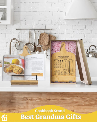 IKEDAS Soporte de libro de cocina de bambú con parches antideslizantes para mayor seguridad.