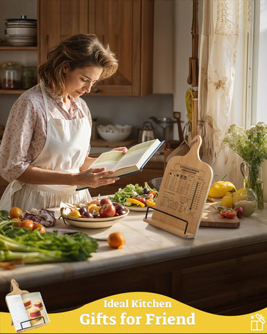 IKEDAS Soporte de libro de cocina de bambú, compacto y ligero para la encimera.