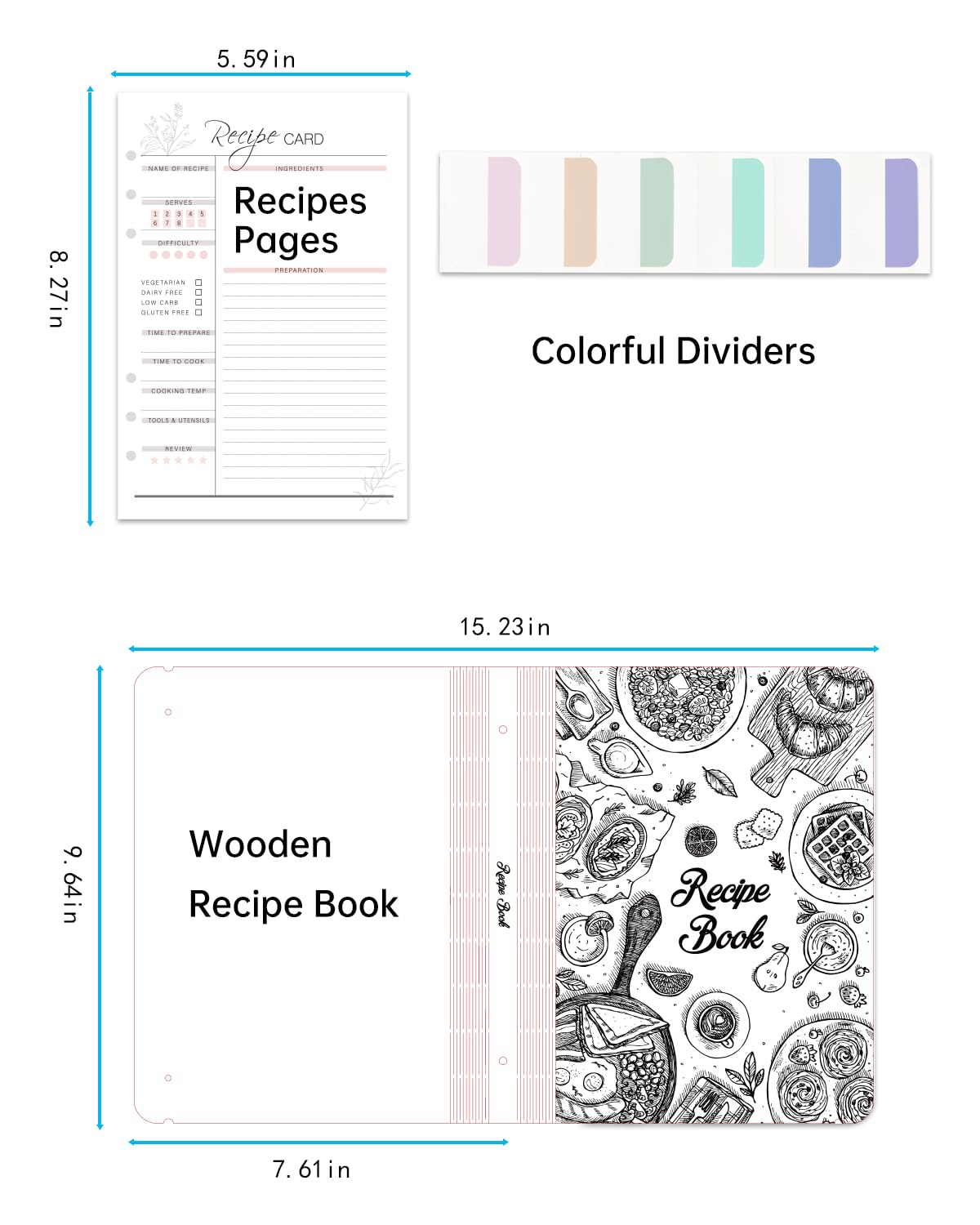 Ikedas libro de recetas en blanco, espacio para ingredientes y notas de sabor.
