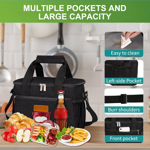 iknoe bolsa-almuerzo transporte cómodo con correa ajustable.