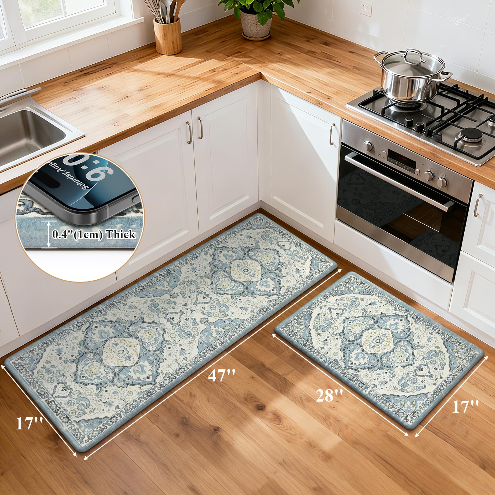 Ileading alfombras antifatiga impermeables para cocina, fáciles de limpiar.