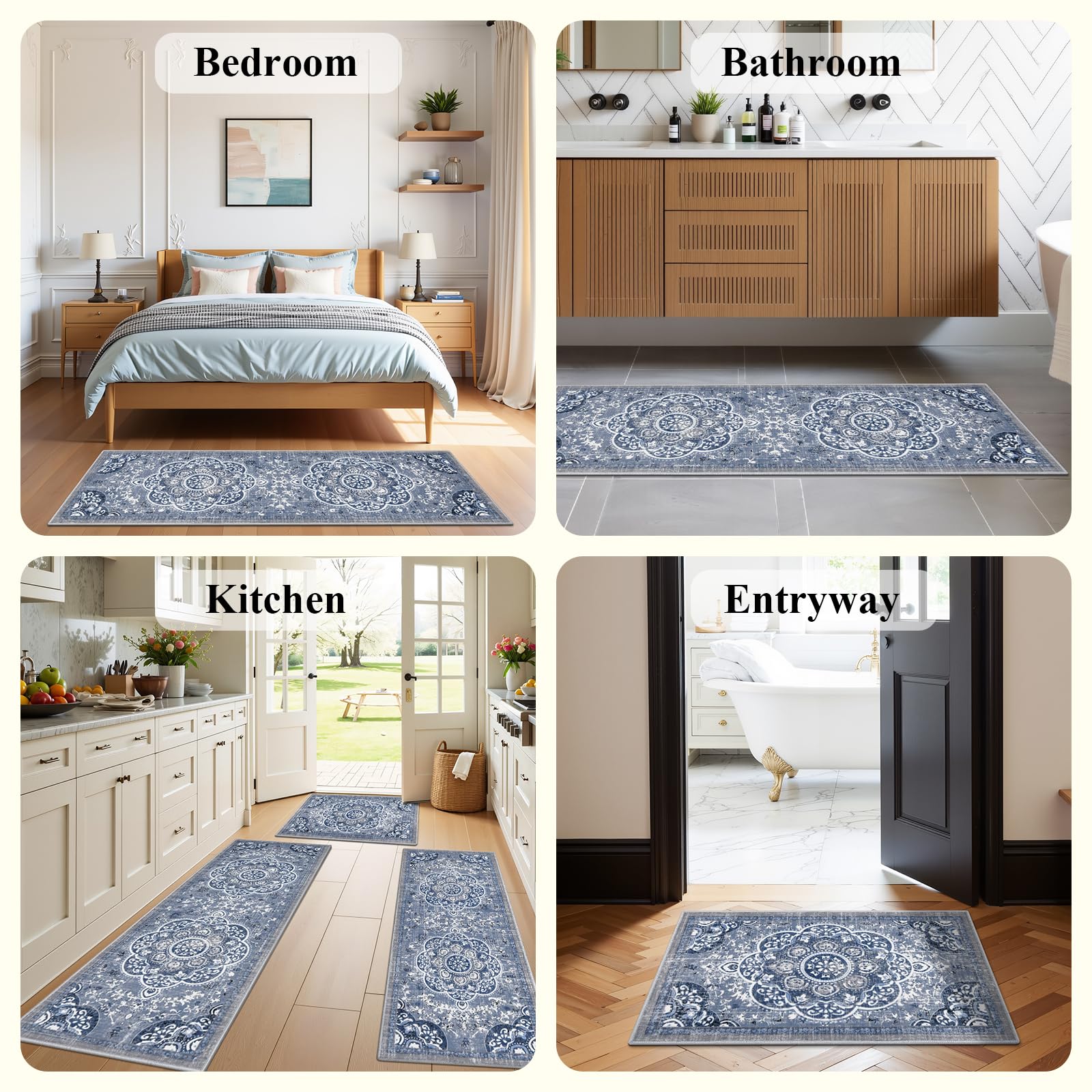 Alfombras Ileading boho para el hogar, imagen cálida para la cocina.
