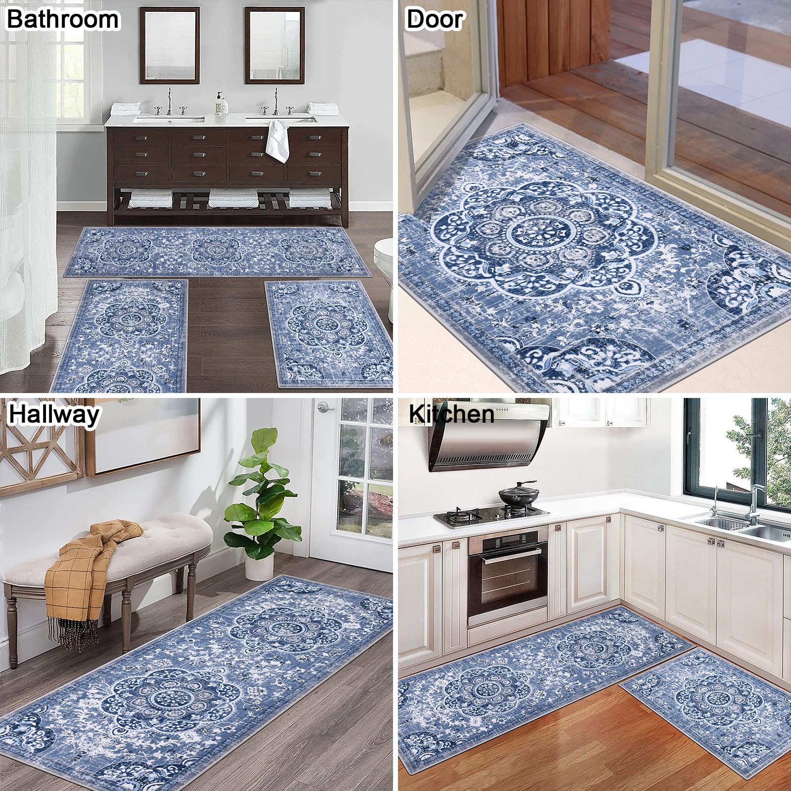 Ileading alfombras lavables para cocina, duraderas y fáciles de limpiar
