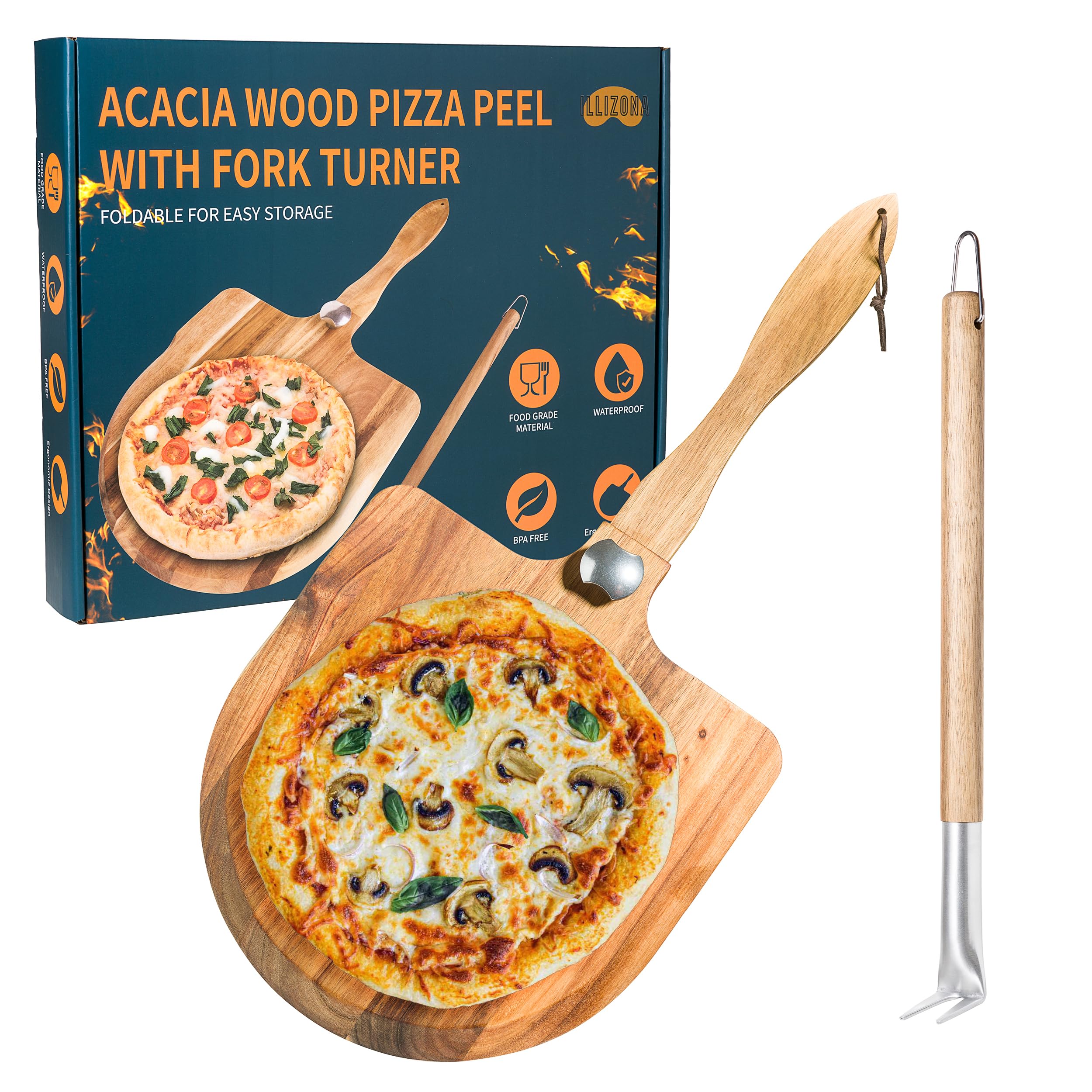 ILLIZONA pala de acacia con diseño único, añade elegancia a la cocina.