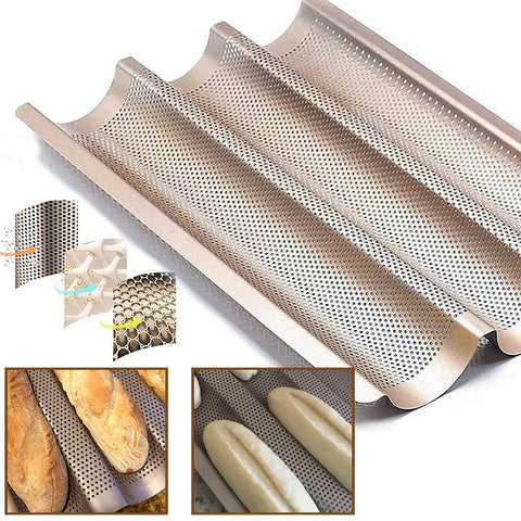 ILSSLI Baguette Pan con 3 ranuras para hornear tres baguettes a la vez