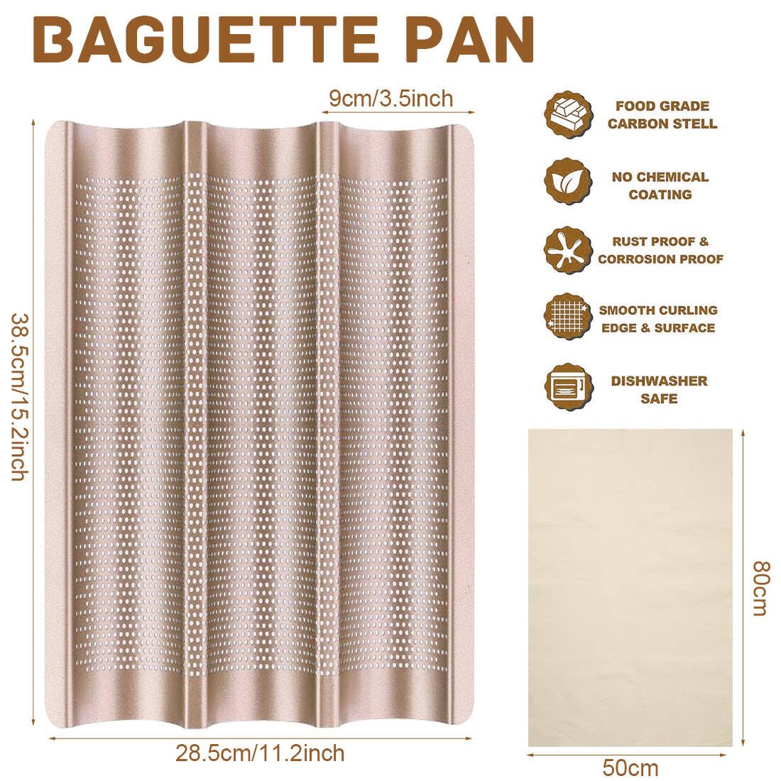 ILSSLI Baguette Pan perforado para buena circulación de aire y corteza crujiente