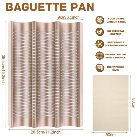 ILSSLI Baguette Pan perforado para buena circulación de aire y corteza crujiente