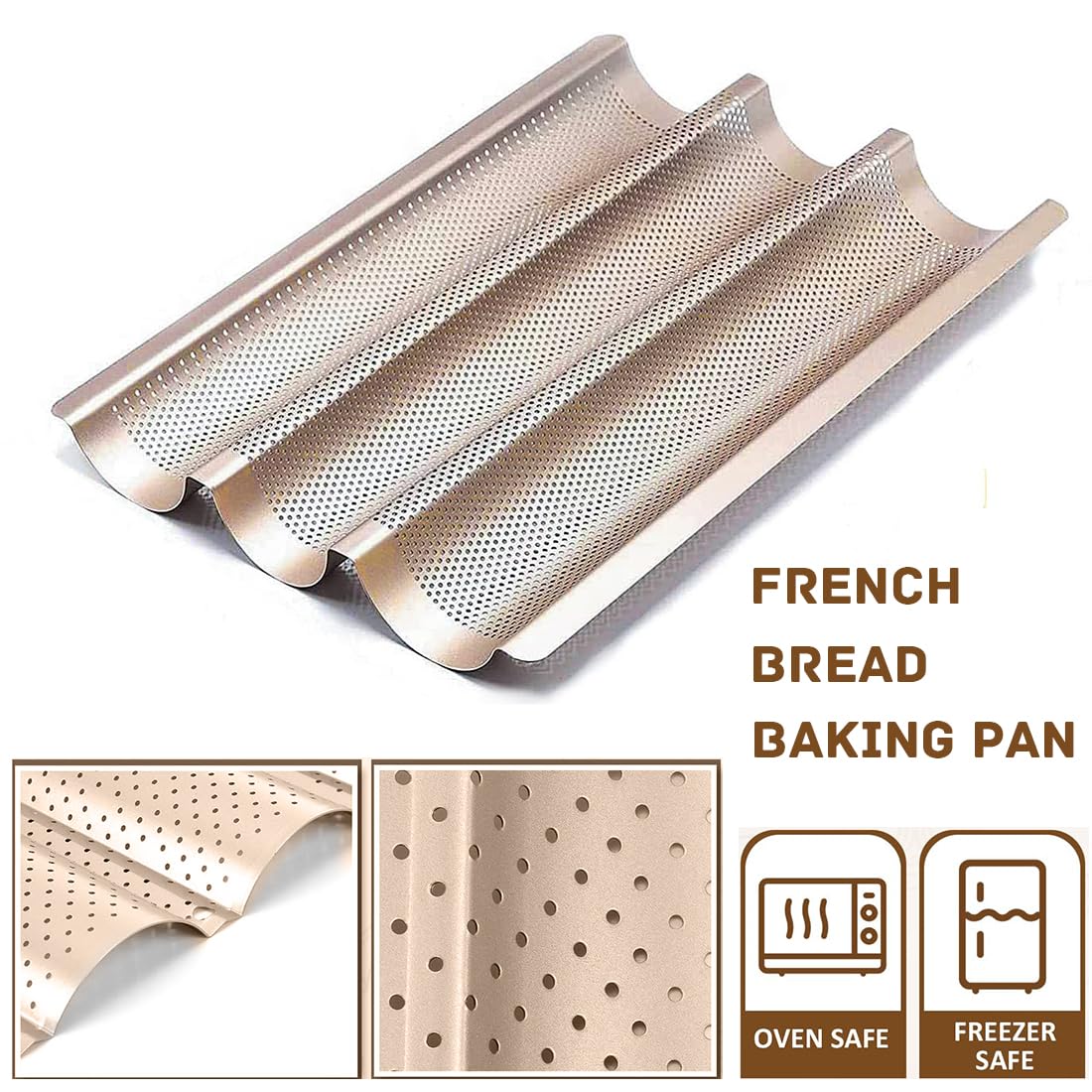 ILSSLI Baguette Pan con recubrimiento antiadherente facilita desmoldeo y limpieza