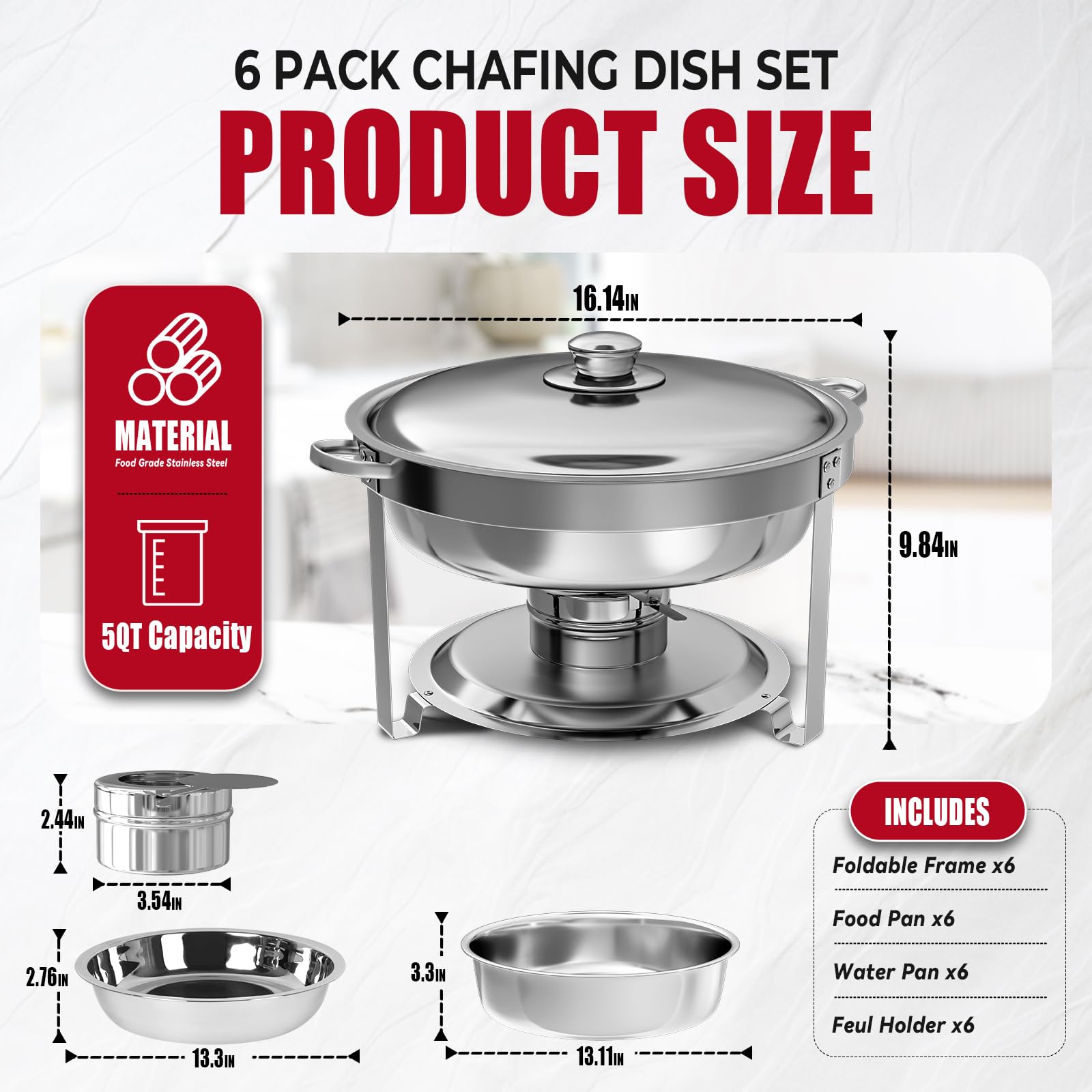 IMACONE chafer acero inoxidable, alta durabilidad para banquetes de larga duración.