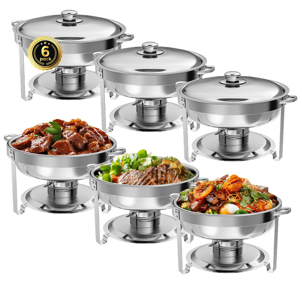 IMACONE chafer juego 6 piezas 5qt, ideal para catering en eventos.