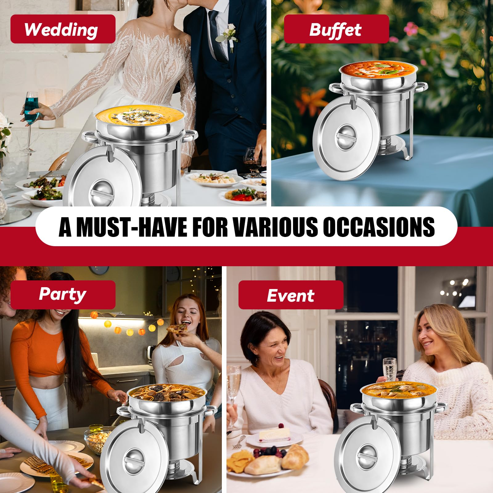 IMACONE chafer de sopa para catering, perfecto para buffets y eventos.