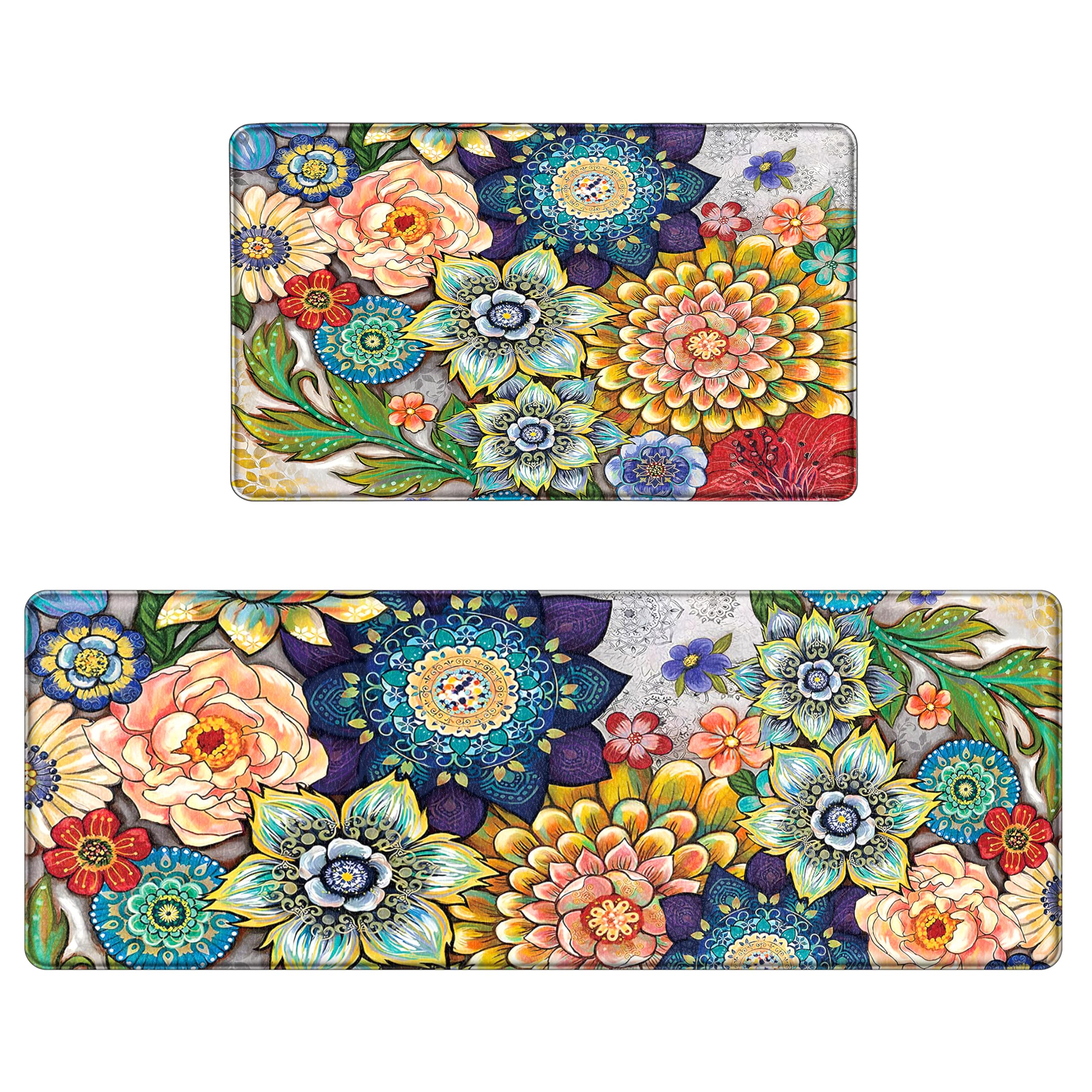 Tubeamin alfombra cocina boho floral con espuma de memoria para pies cómodos