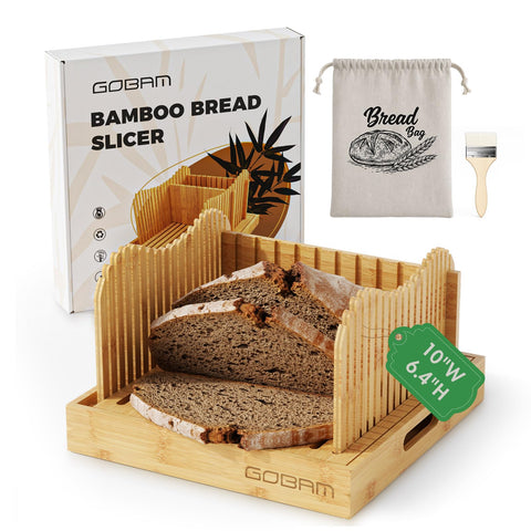 Gobam Rebanadora de Pan de Bambú Ajustable – 3 Espesores y Diseño Extra Grande