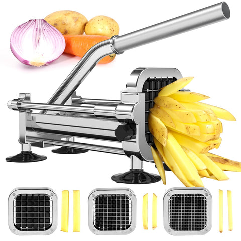 Befano Cortadora de Patatas: Cuchillas 1/2 pulgada, 3/8 pulgada y 1/4 pulgada en Acero Inoxidable