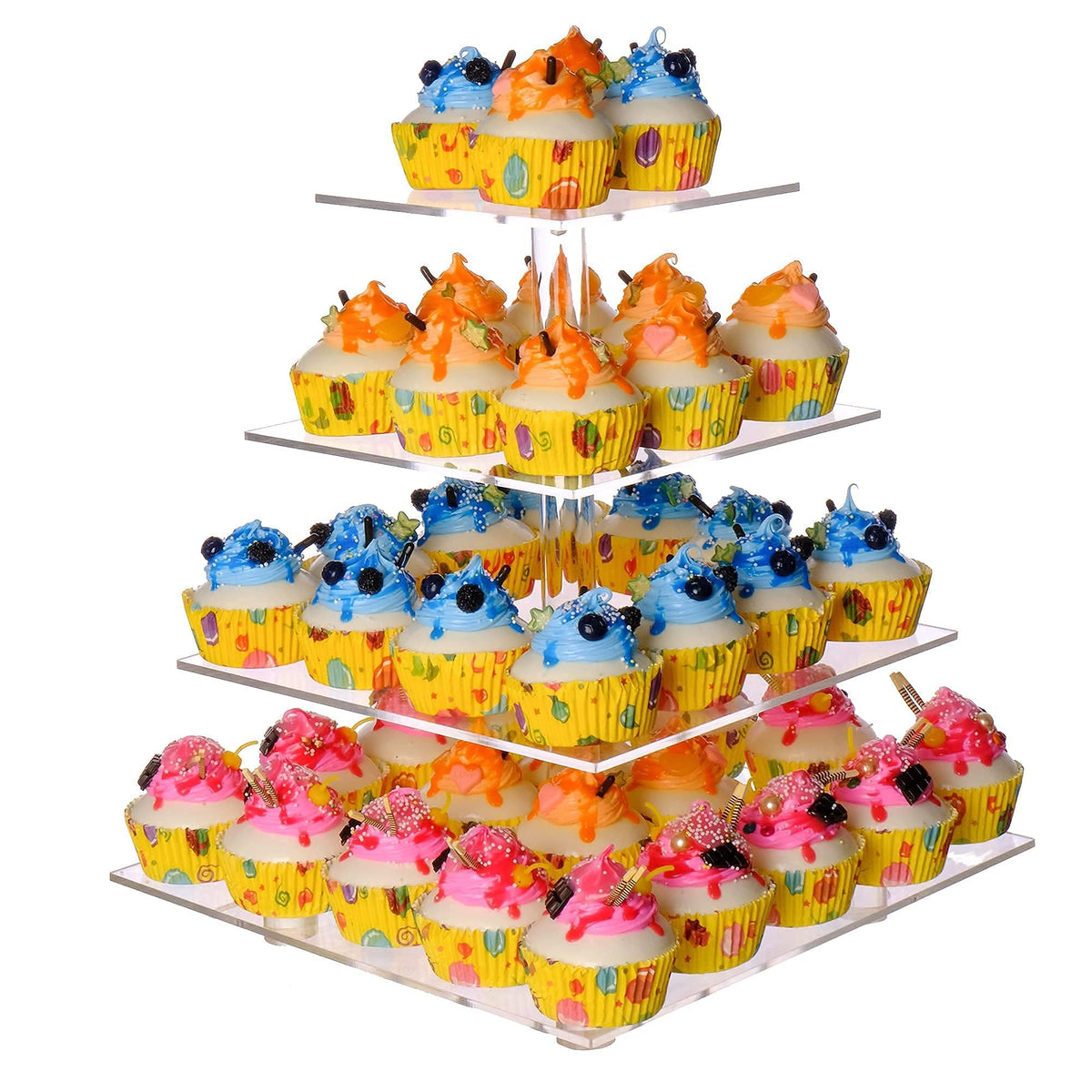 LoveDisplay Torre de Cupcakes 4 Niveles | Soporte Acrílico Transparente para 50 Dulces