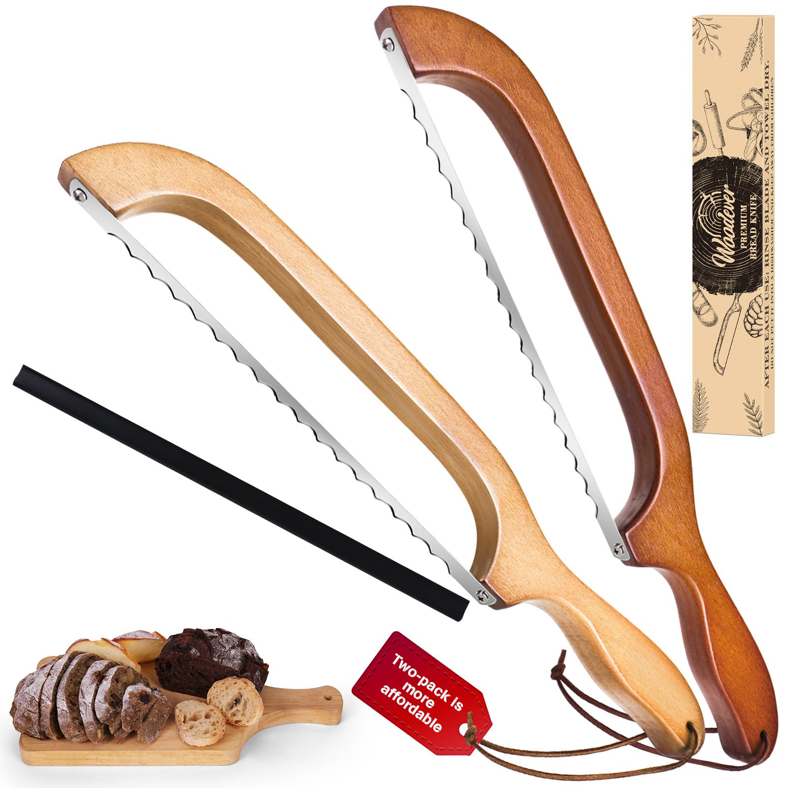 Cuchillo de pan Woodever 16 pulgadas, filo duradero para rebanar sin desgarros