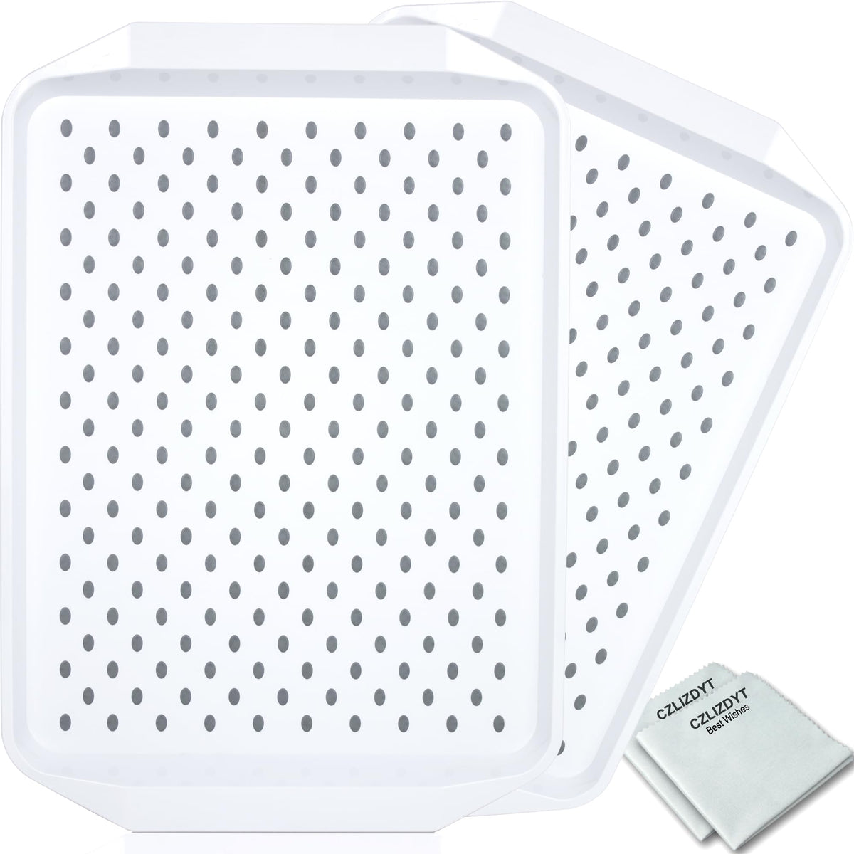 Czlizdyt Bandeja de Servicio Antideslizante con Mangos – Juego de 2, Rectangular