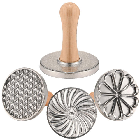OPPEIN Set de 3 Sellos para Galletas con Mango de Madera – Decoración Navideña