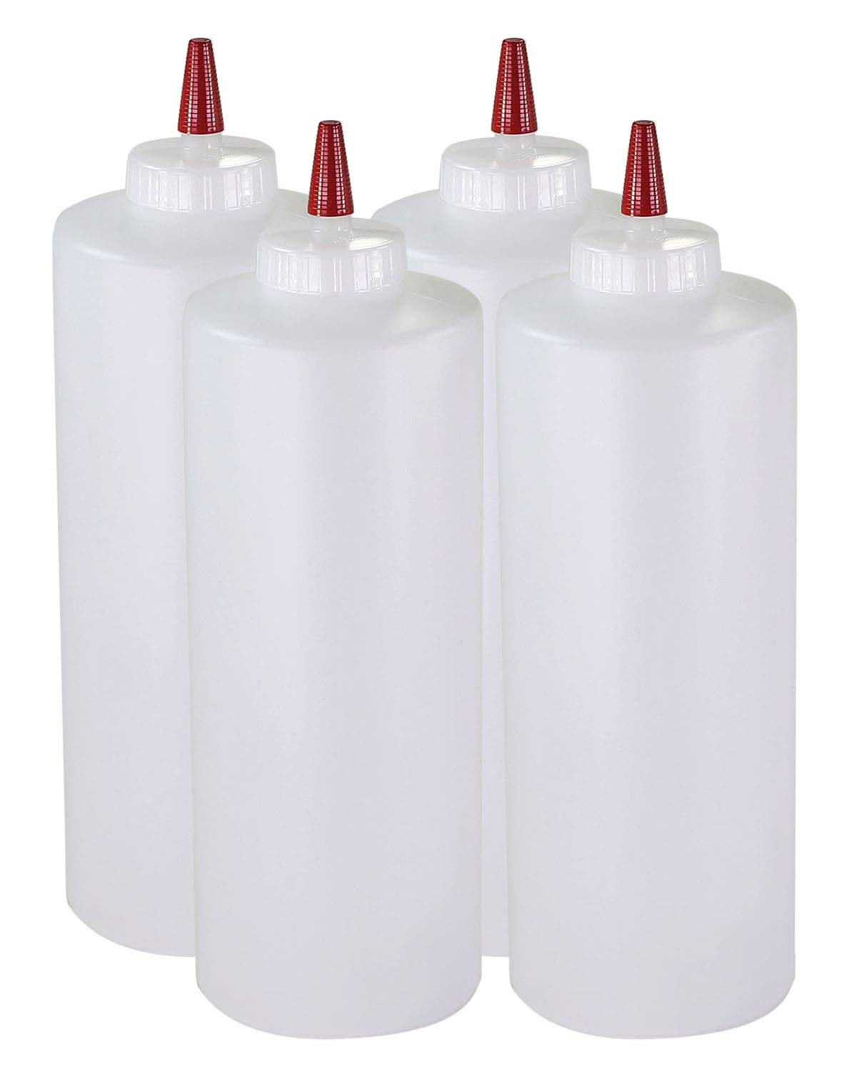 Pinnacle Mercantile: botella de 950 ml con tapa roja, ideal para condimentos líquidos y salsas.