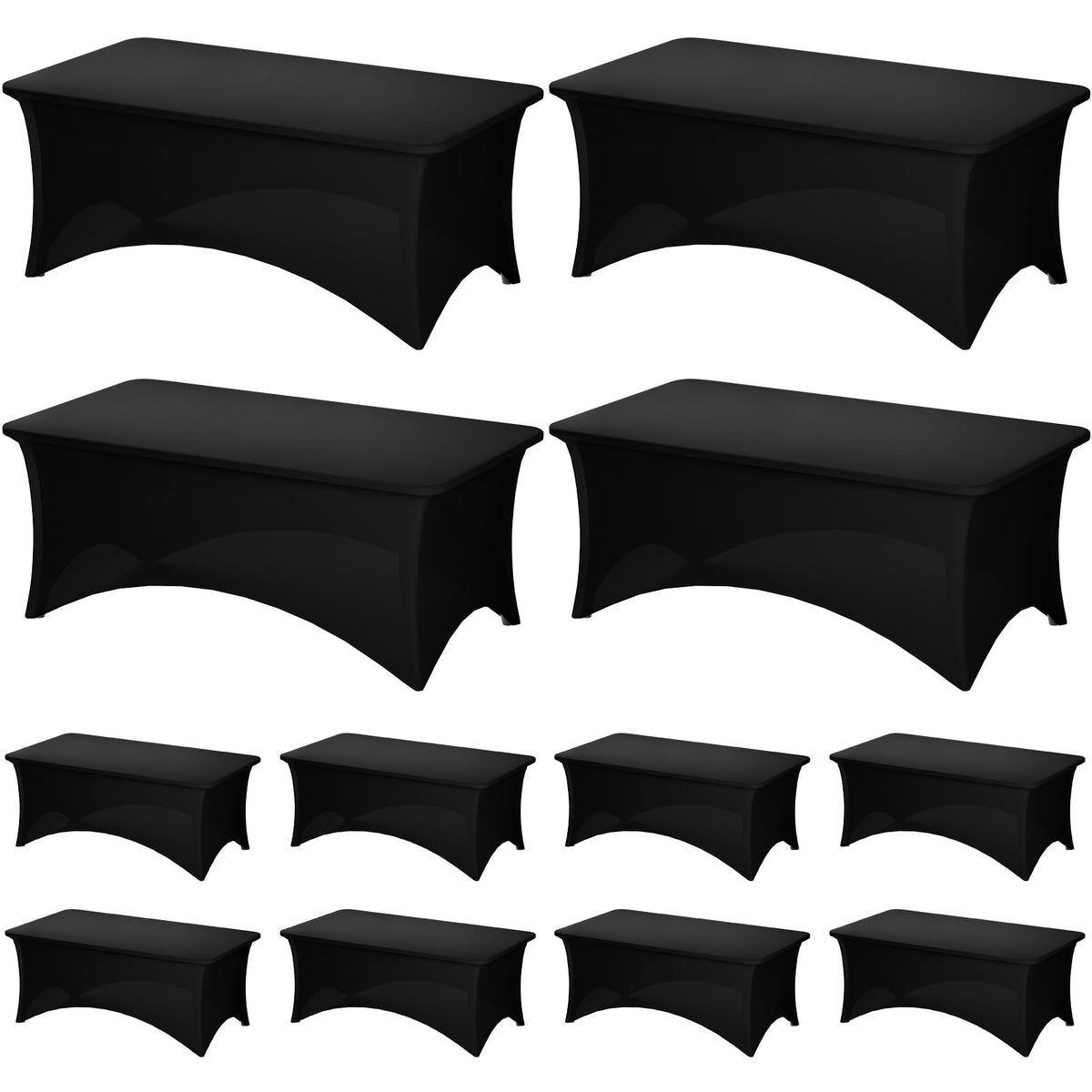 Fixwal 12 Pack Manteles Elásticos para Mesa de 6 Pies (Rectangular, Negro) – Eventos