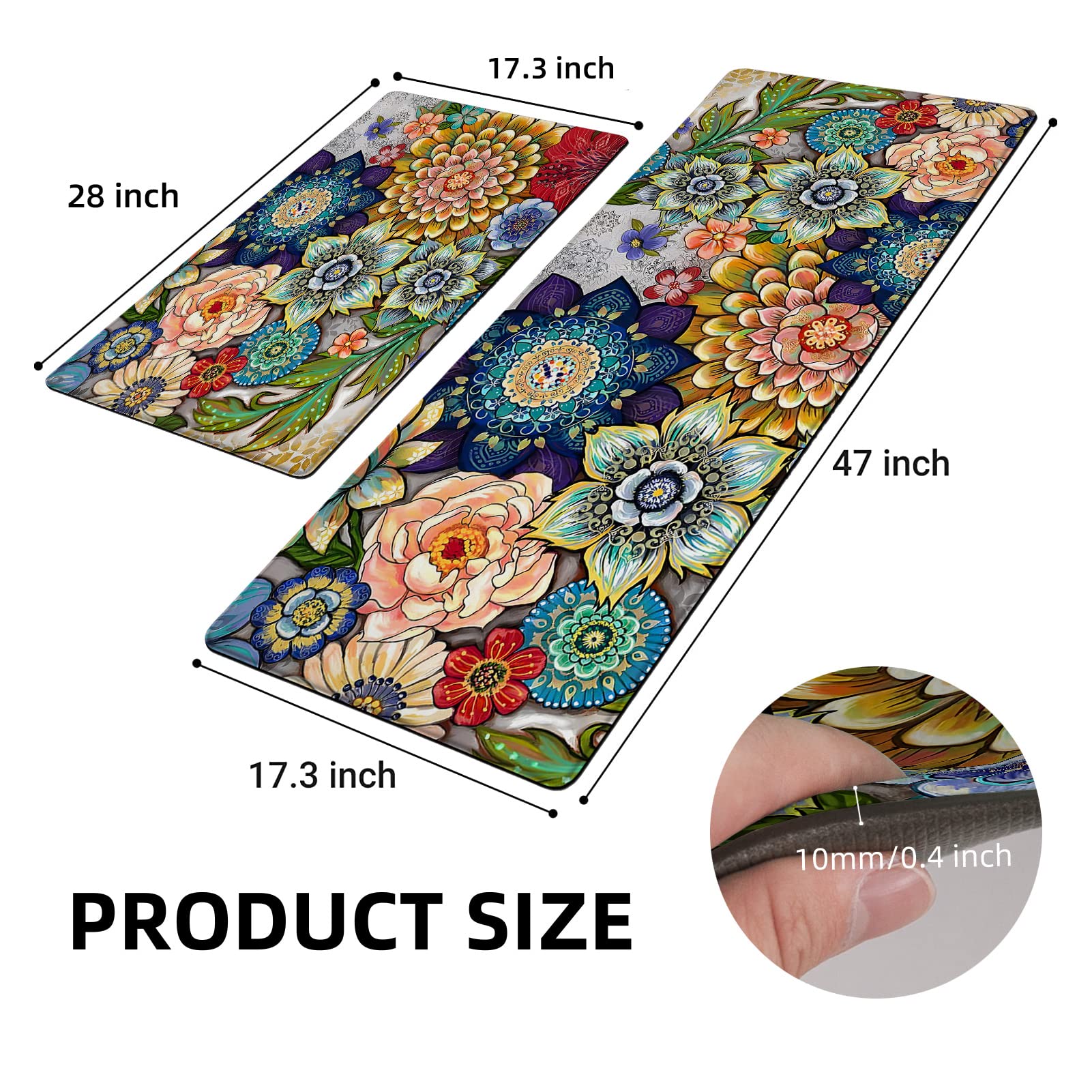 Tubeamin alfombra cocina boho floral antideslizante para seguridad