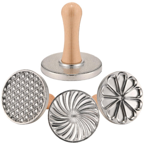 OPPEIN Set de 3 Sellos para Galletas con Mango de Madera – Decoración Navideña