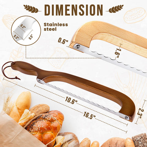 Cuchillo de pan Woodever con diseño arco y mango de cerezo