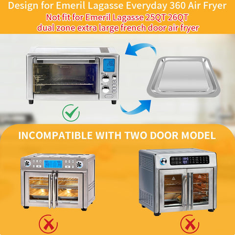 ZuKaYeHome Sartén para Freidora de Aire 12x10 – Parrilla de Acero Inoxidable para Emeril Lagasse Everyday 360