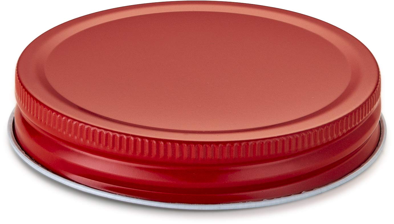 Tapa KooK para frascos Mason rojas, ideal para conservar salsas y especias.