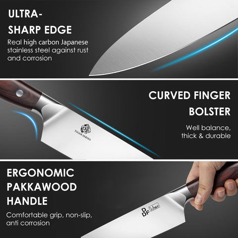 Conjunto de Cuchillos DDF iohEF 3 Piezas: Chef 8 pulgadas, Santoku 7 pulgadas y Pelador 3.75 pulgadas – Acero japonés